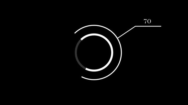 Animated circular progress bar chart showing 70 percent on a black background