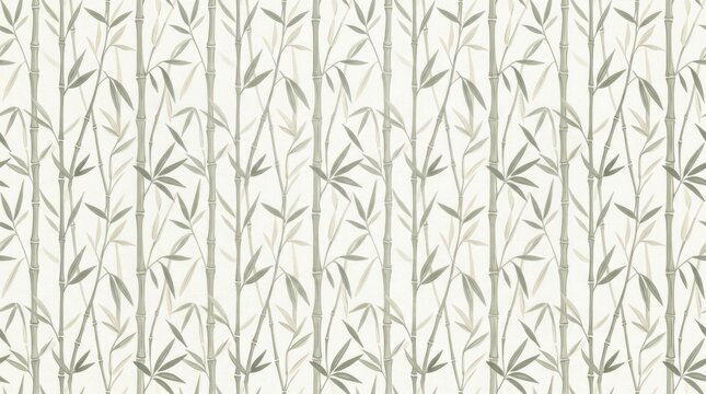 Seamless bamboo stalks and leaves pattern wallpaper background illustration