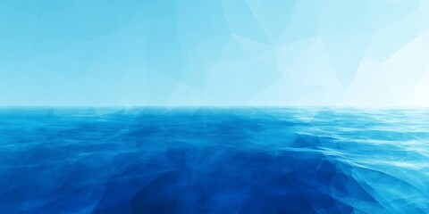 Fototapeta premium Abstract Geometric Blue Sea Horizon Graphic Background with Low Poly Rippling Water Ocean Patterns