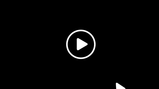 Play and pause button icons with mouse cursor interaction on black background