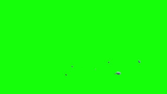 Powerful falling rocks and mountain debris landslide effect isolated on a keyable green screen background