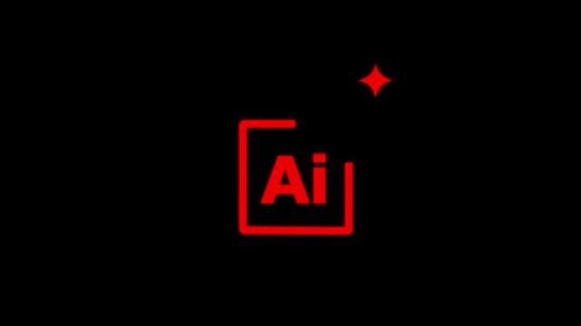 Minimalist artificial intelligence icon with pulsing sparkle animation on black background