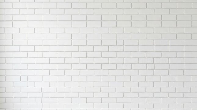 Clean white brick wall texture with soft lighting for modern interior background design