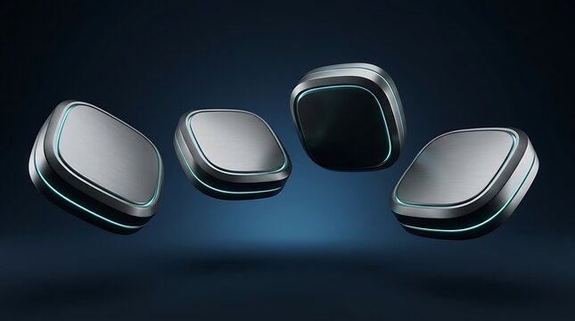 Four views of a sleek silver modern car in a studio setting