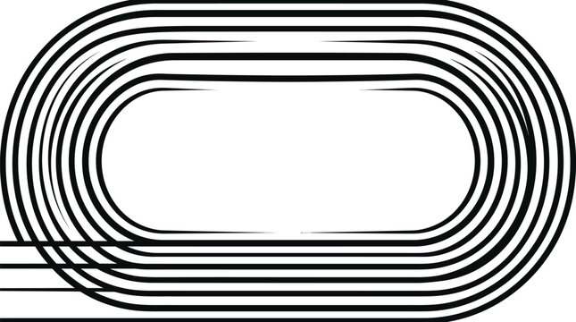 Minimalist black and white racetrack outline vector illustration with clean parallel running lines