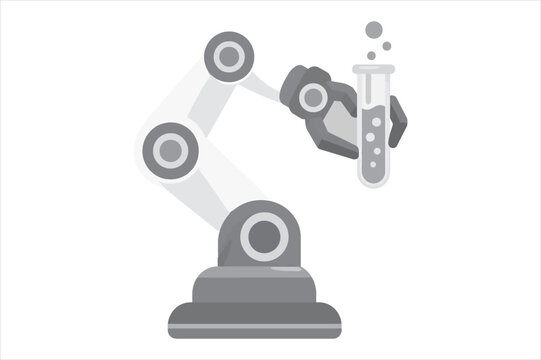 Automated robotic arm holding a test tube in a laboratory setting