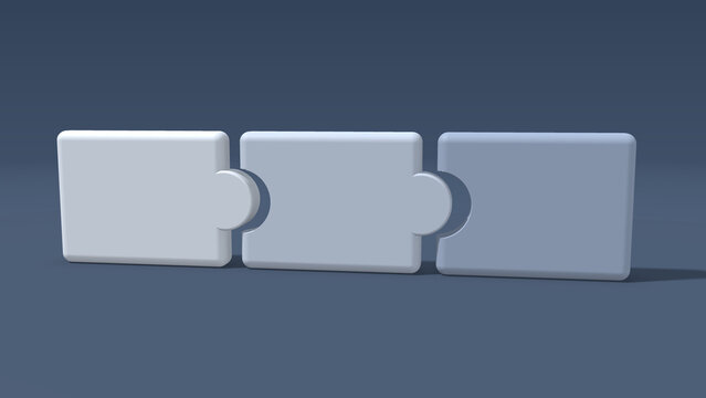 Puzzle pieces set with blank interlocking segments for team work or problem solving, presentation template