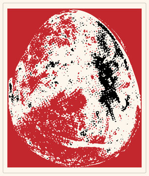 Speckled Moon Egg Grunge Vector Featuring Bold Halftone Crater Texture Isolated Cutout