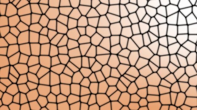 Seamless loop animation of orange mosaic pattern with black grid lines for modern motion background