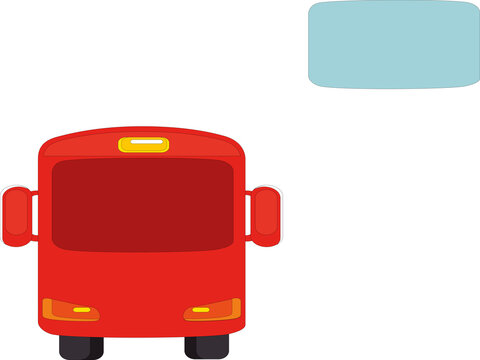 Red Toy Bus cartoon vector illustration, red cartoon bus front view, cute colorful clip art isolated on white background, transport design for kids books, posters and print