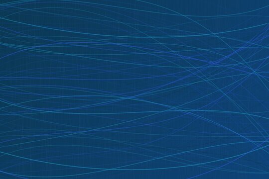 Abstract background, featuring thin, flowing, light blue lines, intersecting across a, deep dark blue, gradient surface with, a subtle grid, texture overlay