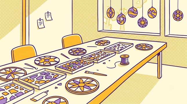 Community Suncatcher Making Table