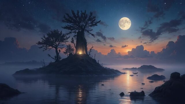 Lord Shiva Majestic Night Scene.