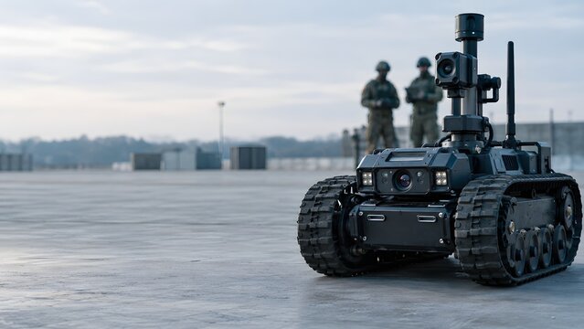 Unarmed Tracked Inspection Robot on Empty Training Ground
