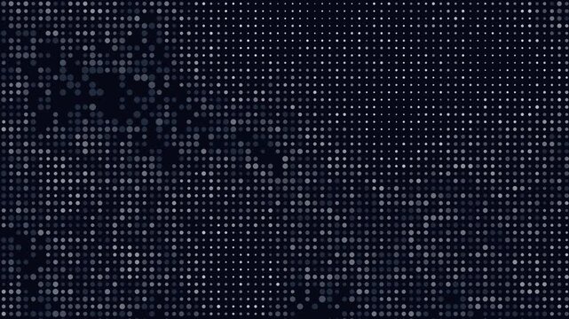Abstract halftone dots flowing and swirling in a slow motion animation, dynamic dotted pattern swirling and moving