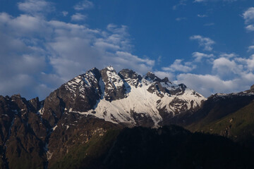 Obraz premium Waking up in Kyirong Town to the morning light kissing the sharp ridges of the Himalayas. It’s easy to see why explorers have called this the Secret Garden of Tibet for centuries