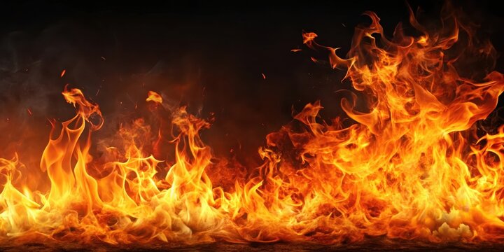 Fiery blaze with orange flames on dark background, orange, passion,  orange, passion, warmth, heat, energy, ablaze, blaze