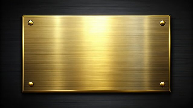 A shiny gold metal plate with a subtle sheen on a dark black background, highlighting its luxurious and premium feel , modern
