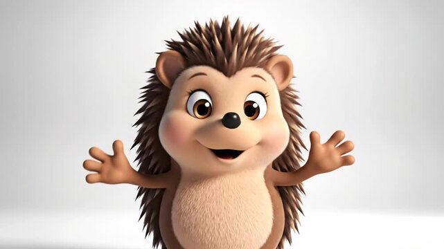 cute animated hedgehog character in three poses