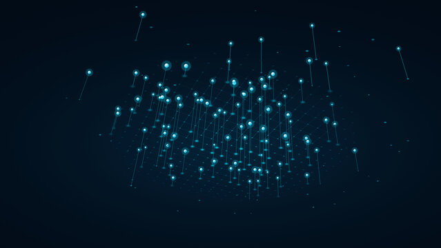 Abstract 3D Scatter Grid Data Mesh Holographic Electric Cyan Widescreen Background