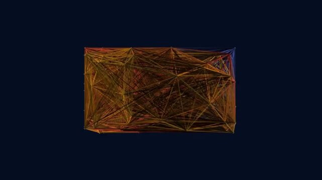 Geometric Web Structure Shimmering with Warm Tones in Dark Backdrop