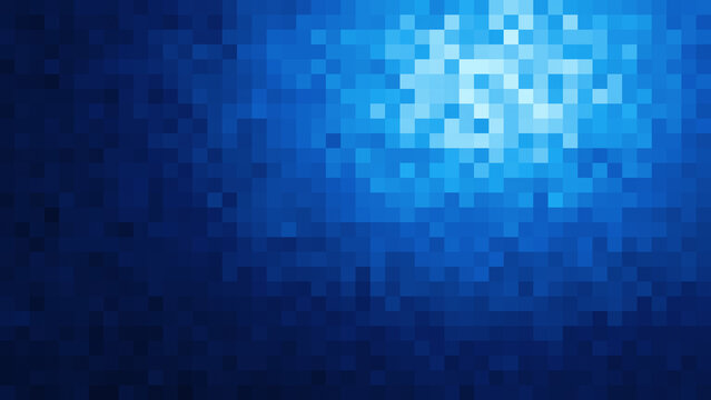 Abstract Digital Pixel Grid Mosaic Cyber Tech Blue Widescreen Background