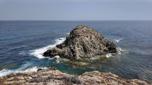 Scenic seascape at La Isleta del Moro, Provinca de Almeria, Cabo de Gata natural park, Spain.