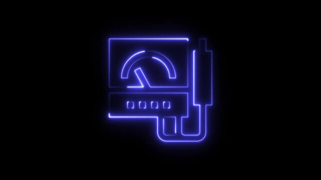 Neon blue multimeter icon showing electrical measurement tool for voltage and current testing