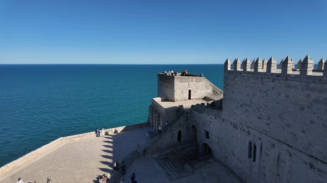 Scenic summer sight in Peniscola, beautiful seaside town in the Province of Castellon, Valencian Comunity, Spain.