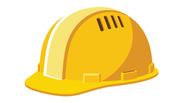 Bright yellow protective construction hard hat illustrated in a clean professional vector style for engineering design