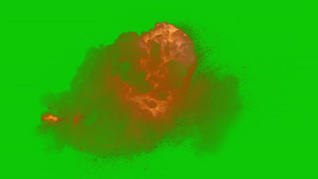Big Real Explosion on Green Screen in Super Slow Motion at 1000 fps.