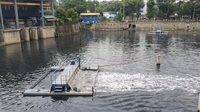 Churning Sump Pit in Industrial Wastewater Treatment Plant Facility