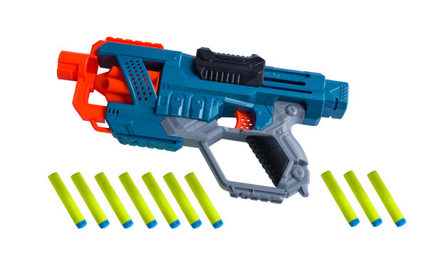 Colorful Foam Dart Toy Blaster Isolated on White Background