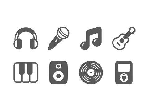 Music Equipment Icons Set.