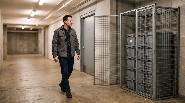 Manager approaches an unsecured stockroom delivery cage