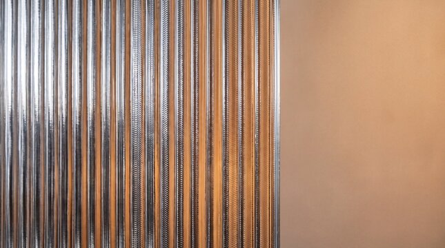 Fluted Glass Partition Next to Plain Beige Wall