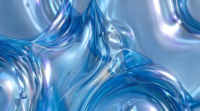 Abstract Blue Liquid Glass Waves Texture Background