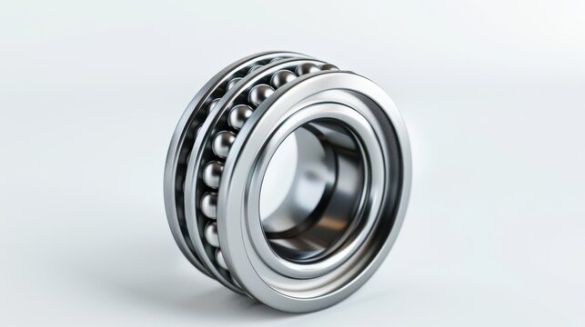 Close up of a high quality metal ball bearing in industrial setting