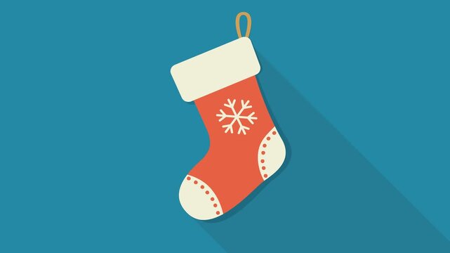 Animated Christmas stocking swinging representing festive holiday anticipation, gift giving tradition, and winter seasonal celebration. (loopable)