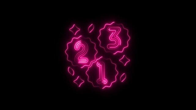 Bright neon pink numbers one two three in circular badges representing ranking or competition winners