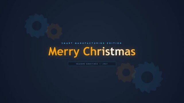 Industrial merry christmas greeting with rotating cogs and gears
