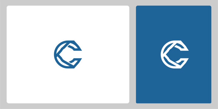 Modern Minimalist Letter C Logo Design Vector Template Featuring Geometric Lines in Blue and White