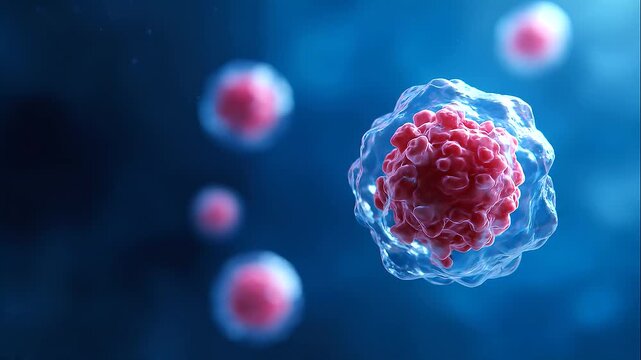 Microscopic virus particles floating in a blue medical background, virology research, immunology, biotechnology, infectious disease science, medical diagnostics, pathogen study and biomedical researc