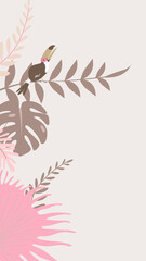 Pastel tropical toucan iPhone wallpaper, beige design © Rawpixel.com