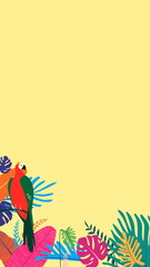 Colorful tropical parrot iPhone wallpaper, yellow design © Rawpixel.com