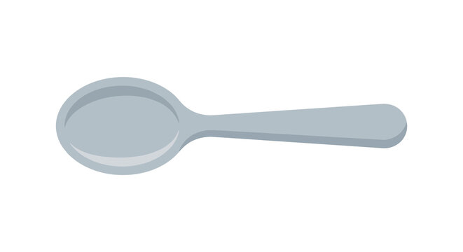Silver spoon rests on a plain white background showcasing a simple utensil