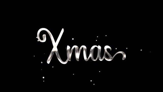 Sparkly silver christmas holiday greetings feature metallic typography, ideal for festive cards, invitations, seasonal banners, party decorations, and winter marketing designs.