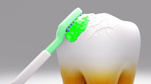 Animated tooth reveals bacterial activity and decay in a medical oral health concept.