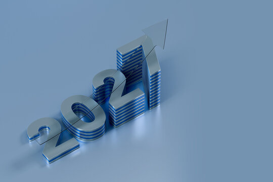 Upward trend transparent arrow pointing to 2027 indicating growth and positive change