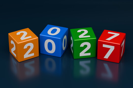 Colorful cubes showing the year 2027
